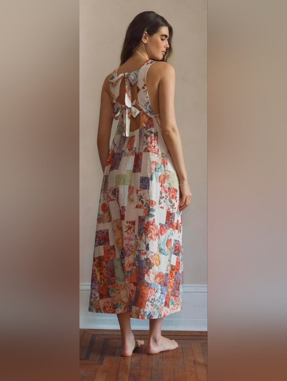 Anthropologie LyreBird Vibrant Flower Print Tie-Back Maxi Dress Sz Large NWT - Picture 10 of 14